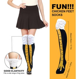 Banvih Funny Crazy Knee High Chicken Leg Socks - Unique Novelty White Elephant Gifts and Christmas Stocking Stuffers for Adult Women and Men, Animal Costume Chicken Feet Design