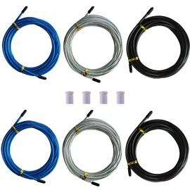 Replacement Cable for Speed Jump Rope, 6pcs 10ft Stainless Steel Wire with Polymer Coating for High Speed Jump Ropes.OD:4.0mm