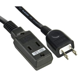 Elecom T-M303BK Power Strip Mobile Tap, 3 Openings, 11.8 inches (30 cm), Black