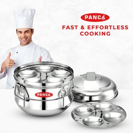 PANCA Idli Maker 3 Plate 13 Idli Cooker, Premium Idli Panai Heavy Weight Idly Cooker, Idli Pot- Silver Idli Steamer, (13 IDLI BIG) (13 IDLI), Stainless Steel, 15 Liter