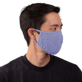 Auliné Collection Made in USA Cotton Fabric Washable Reusable Fashion Face Mask, Denim Blue 2PK