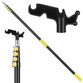 Leriton 7-30ft Long Telescopic Extension Pole with Hook Paint Roller Extension Pole Multi-Purpose Extendable for Painting Cleaning Light Bulb Changing Hanging House Wall Painting Supplies