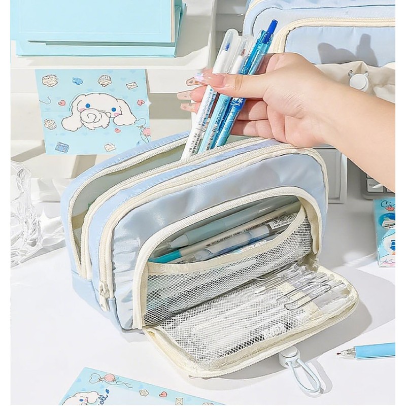 FINPAC Pencil Case, 5-Layer Large Capacity Pen Case with Drawstring,