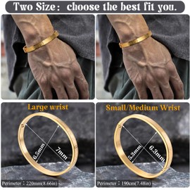 SAILIMUE Gold Bracelets for Men Stainless Steel Roman Numeral Bangle Bracelet Silver Adjustable Cuff Bracelet Mens Twisted Cable Bracelet 3Pcs Luxury Bracelets Jewelry Gifts…