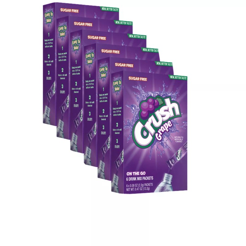 CRUSH GRAPE Drink Mix Singles to Go! (LOT OF 6)