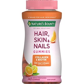 Nature's Bounty Hair, Skin & Nails Gummies with Biotin & Collagen – Citrus Flavor Daily Beauty Supplement, 140 Ct