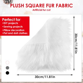 WLLHYF 12 Inches Faux Fur Fabric Squares, Area Rug Shaggy Fur Fabric Cuts Fluffy Fur Square Patches Plush Rug Chair Cover Seat Cushion Pad for DIY Crafts Christmas Gnomes Decors (White)