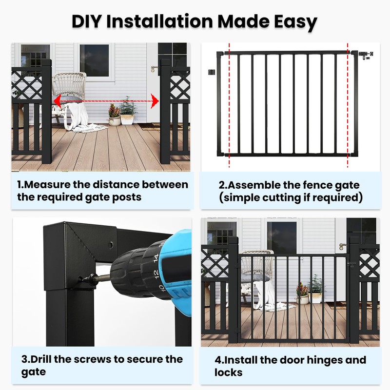 tonchean 38''H x 48''W Deck Fence Gate for Residential, Yard,