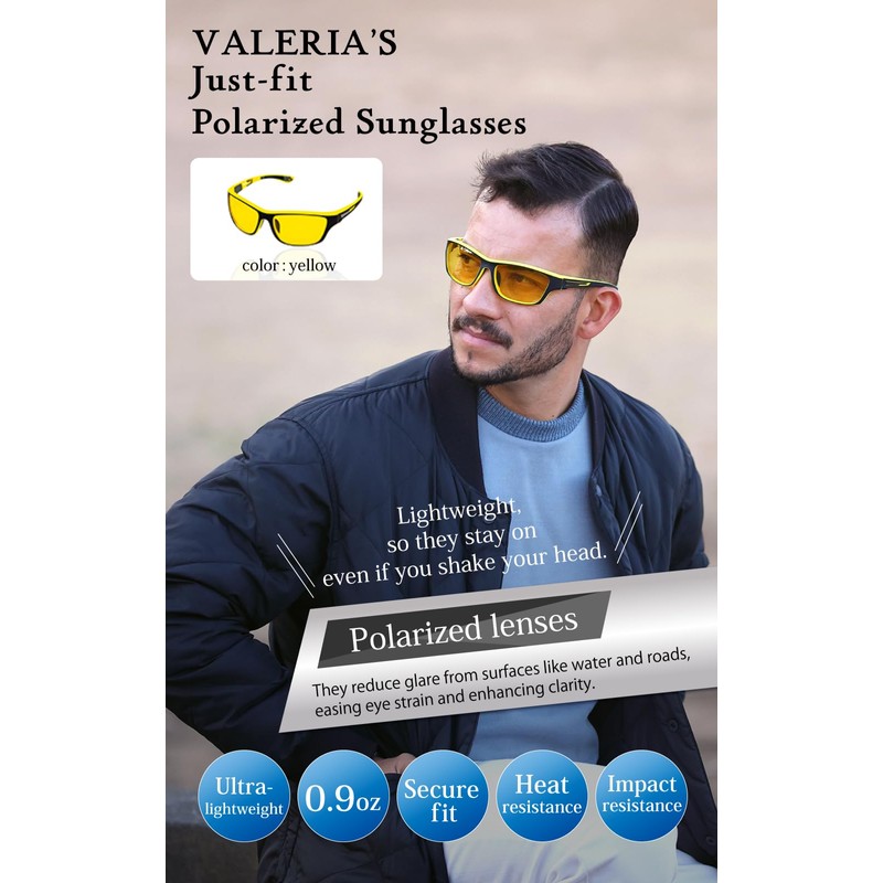 VALERIA Polarised Sports Sunglasses [Wind & Dust Protection] TAC Lenses