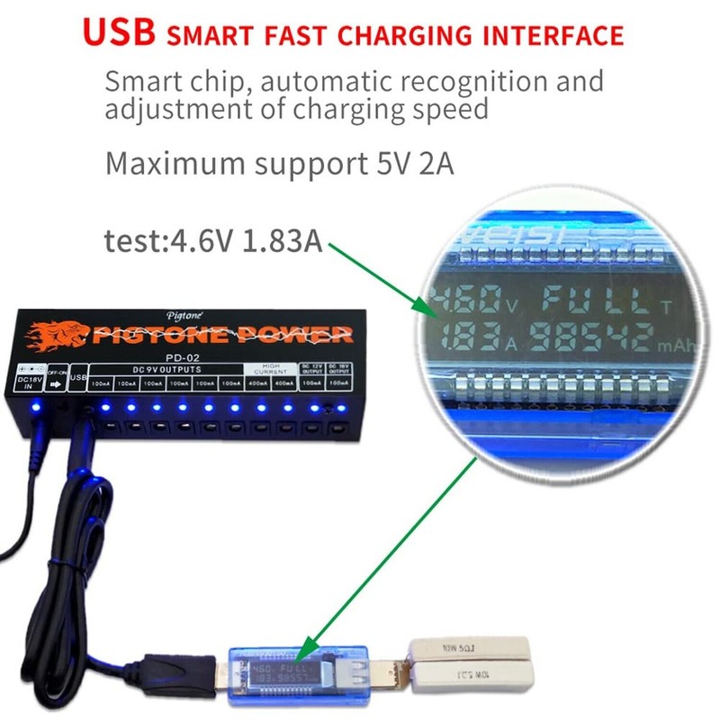 pigtone Guitar Power Supply 10 Isolated DC Output for 9V/12V/18V
