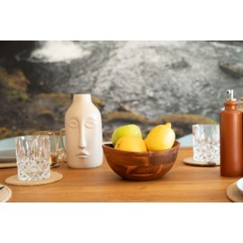 Decorasian Wooden Bowl - Elegant Acacia Wood Bowl - Ideal as a Wooden Salad Bowl, Fruit Bowl or Bread Bowl - Sustainable Wooden Bowl - Brown 17.8 cm