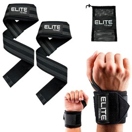 Paquete con straps y muñequeras para gimnasio, kit para levantamiento de pesas