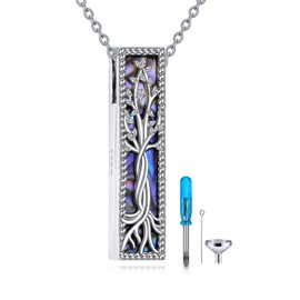 YFN Tree of Life Urn Necklaces for Ashes Sterling Silver Tree of Life Bar Cremation Jewelry for Ashes Memory Jewelry for Women Men (Tree of Life)