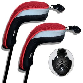 Andux Golf Hybrid Club Head Covers with Interchangeable No. Tag Pack of 2 (MT/HY01 Black/Red)