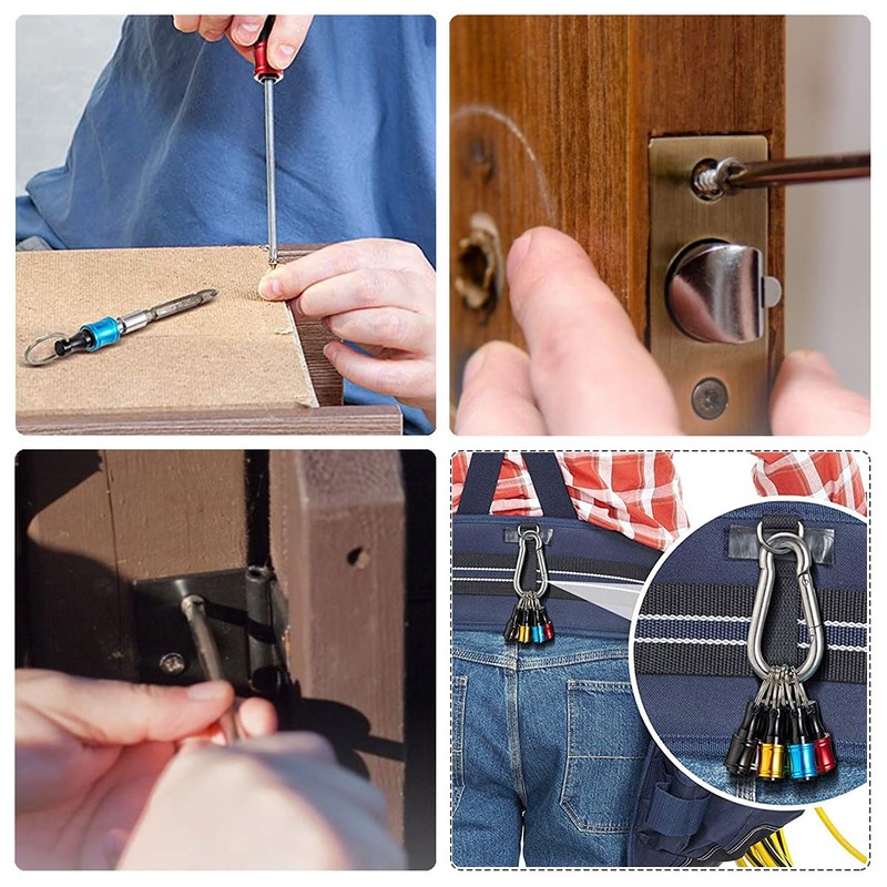 Saipor 7pcs Portable Keychain Drill Screwdriver Bit Holder Aluminum Alloy