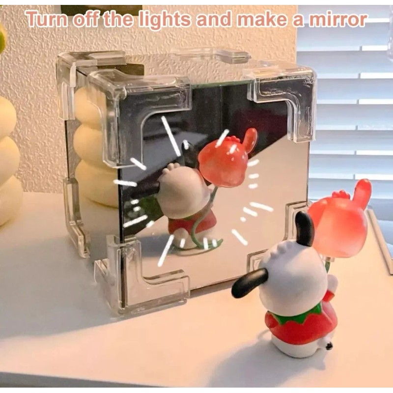 Jextech Cubo Tulipanes Infinito Lámpara Noche Cubo Espejo Romántico