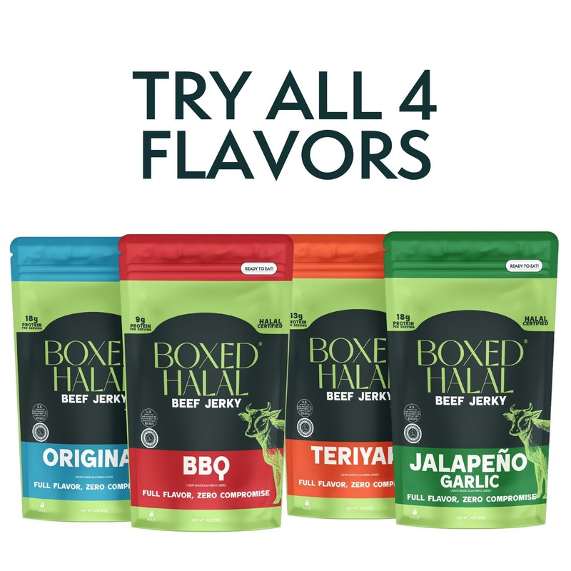 Halal Beef Jerky, 4 Flavors - Boxed Halal (Jalapeño Garlic)