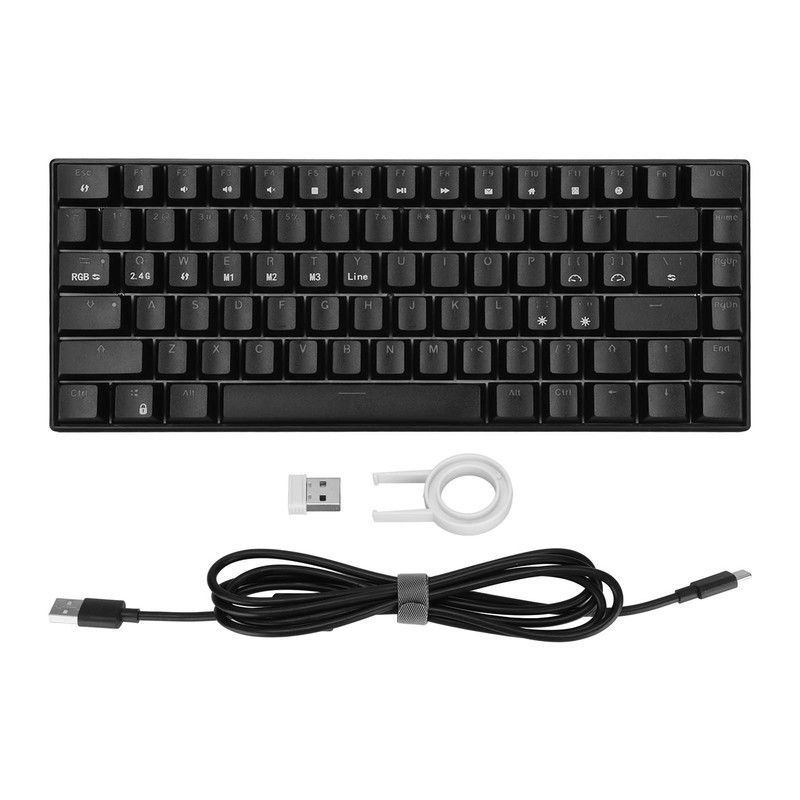 Mechanical Keyboard 82 Key RGB 3 Connection Modes Black Ergonomic