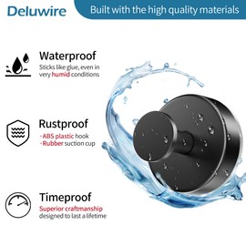 Deluwire Suction Cup Hooks for Shower,3 Packs Wall Mount Towel Holder,Removable Shower Towel Suction Hooks for Bathroom Wall,Kitchen,Glass,Mirror,Tile to Hang Robes,Loofah-Black