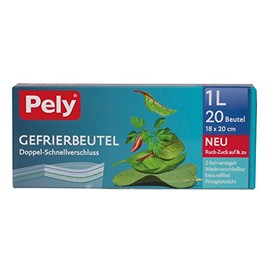 pely 5131 Gefrierbeutel mit Doppel-Schnellverschluss, 1 Liter, 20 Beutel