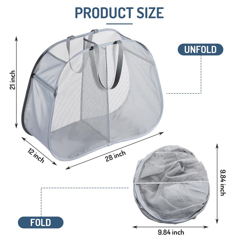Mesh Popup Laundry Hamper 115L Foldable Laundry Basket Extra Large