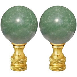 Hyamass 2Pcs Green Natural Stone Shaped Lamp Finial 2 Inch Lamp Shade Finial Decoration Accessories with Polished Brass Base