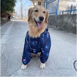 Idepet Dog Raincoat with Hood & Collar Hole,Waterproof Dog Rain Poncho Reflective Dog Rain Jacket Windproof Hoodies for Small Medium Large Dogs Corgi Golden Retriever Shepherd Bulldog (4XL, Navy Blue)