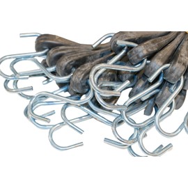 DKG STRAPS - 21" Black Rubber Bungee Cords Heavy Duty Rubber Tie Down Straps with S-Hook - 100 Pack (21 inches)