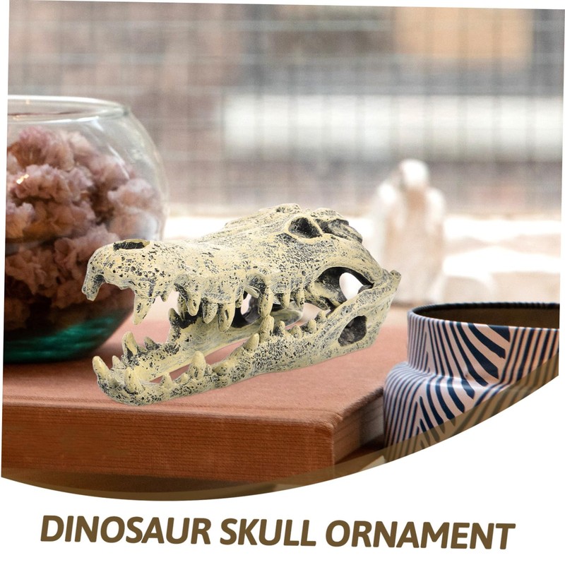 GRIRIW Resin Dinosaur Skull Statue Decorative Figurine for Home Office