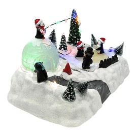 Lumineo Animated Penguins Play Scene with LED Lights and Motion, Festive Winter Display, 10.5-Inch