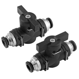 Bivethoi 2 Pack 6mm Push to Connect Valve Straight Quick Connect Fittings, Pneumatic Ball Valve Air Flow Control Valve, PVC Air Valve Water Hose Quick Connect Union Adapter (Black, Metric)