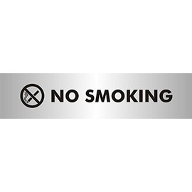 Seco No Smoking With Pictogram Sign, 190mm x 45mm - 2mm Brushed Aluminium Effect Acrylic,black|grey