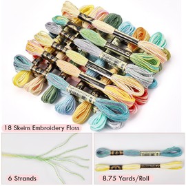 CABODYALS Rainbow Gradient Color Cross Stitch Floss Variegated Embroidery String 6 Strands Colorful Polyester Friendship Bracelet Needlepoint Yarn Thread for Sewing Bracelet Making Knitting Art Crafts