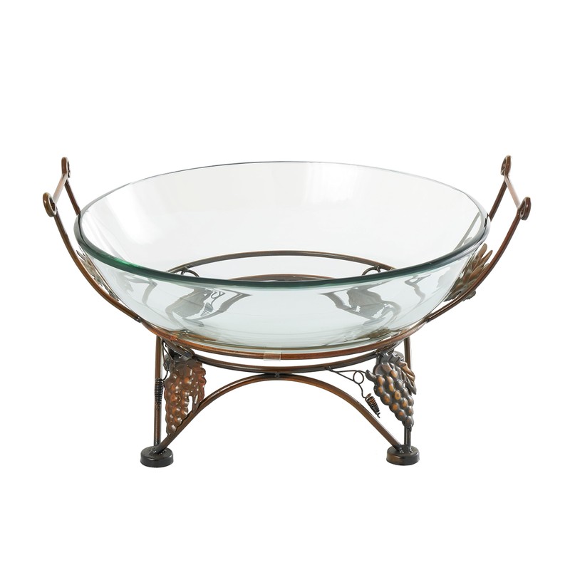 Deco 79 Tempered Glass Kitchen Serving Bowl with Copper Metal