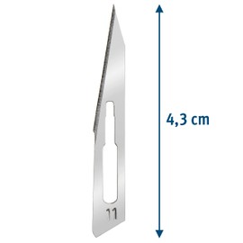 Set of 10 Sterile Scalpel Blades Figure 11 Made of Carbon Steel - Replacement Blades + 1 x Shehadeh - Scalpel Holder - Stainless Steel