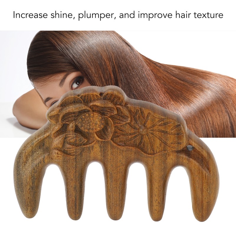 2Pcs Meridians Comb 5 Tooth Portable Sandalwood Rosewood for Head