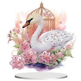 CAYUDEN Diamond Painting Table Decoration, DIY Diamond Painting Adults 5D Swan Diamond Painting Standing Art Set Diamond Painting Table Decoration Diamond Painting Ornaments for Decoration, Gift