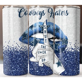 20oz Dallas Cowboys Haters Tumbler 20oz Stainless Steel Skinny Straw Insulated Cup