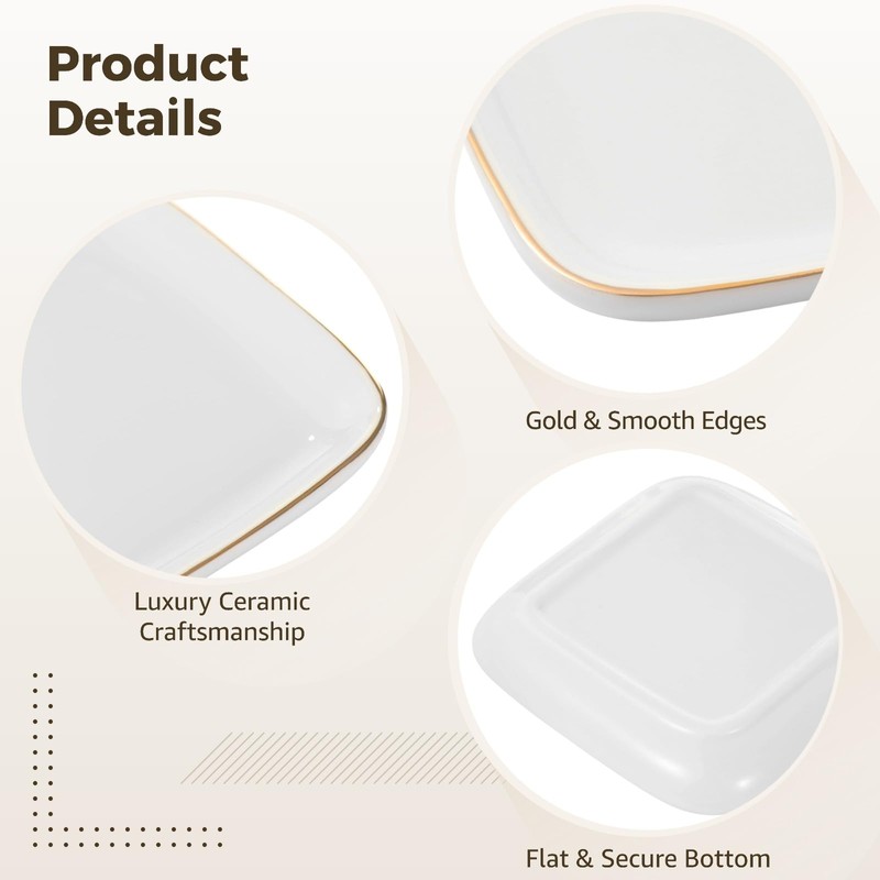 OMISTAR 12 PCS Ceramic Jewelry Tray, 4.5 Inch Ceramic Jewelry