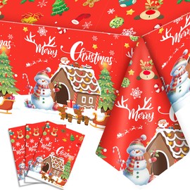 Christmas Tablecloth, 3-Piece Christmas Party Tablecloth Set, Large Christmas Tablecloth, Trendy & Christmas Tablecloth for Table Decoration, Christmas Decoration
