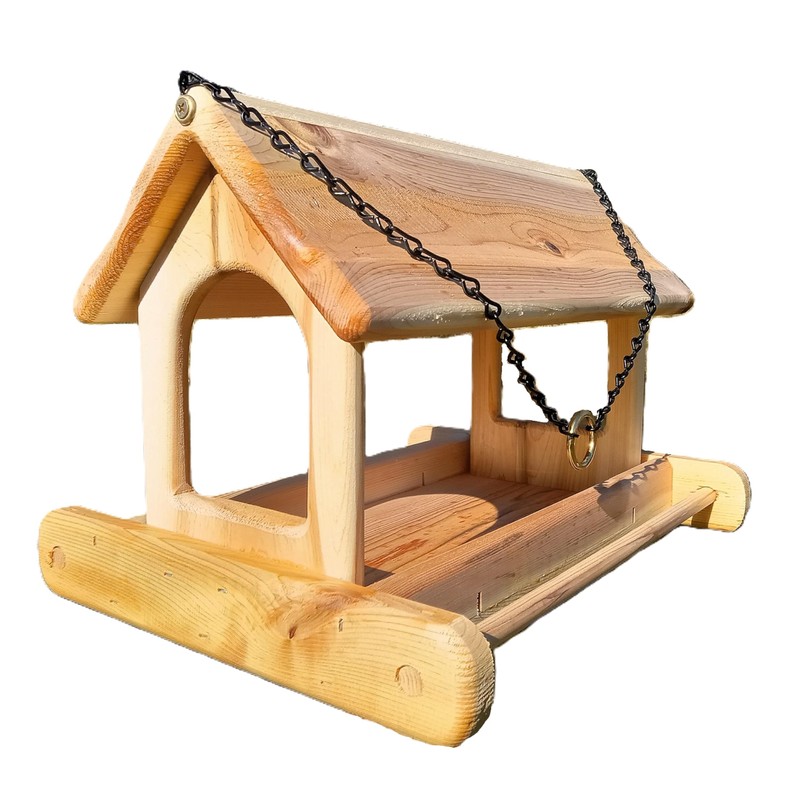 16 Inch Hanging Cedar Wood Arched Fly Through Platform Bird