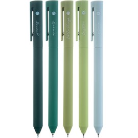 DIVERSEBEE Gel Ink Pens Assorted Colors, 0.5 mm Gel Pens Fine Point, Bible Pens No Bleed Through, Cute Fine Tip Pens, Bible Study Journaling Supplies, 5 Pack Gel Pen Set (Green)