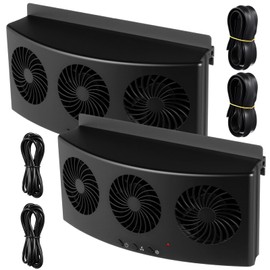 Tujoe 2 Pack Solar Powered Car Exhaust Fan 3 Fans Car Window 4500 RPM Air Vent Radiator Solar Energy Cooling Vent Exhaust for General Types(USB Cable 3 Fans,Black)