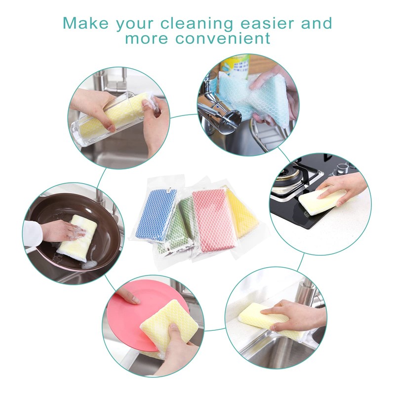 Individually Wrapped Sponge, Kitchen Dishwashing Sponge Multi-Purpose Mesh Net Scouring