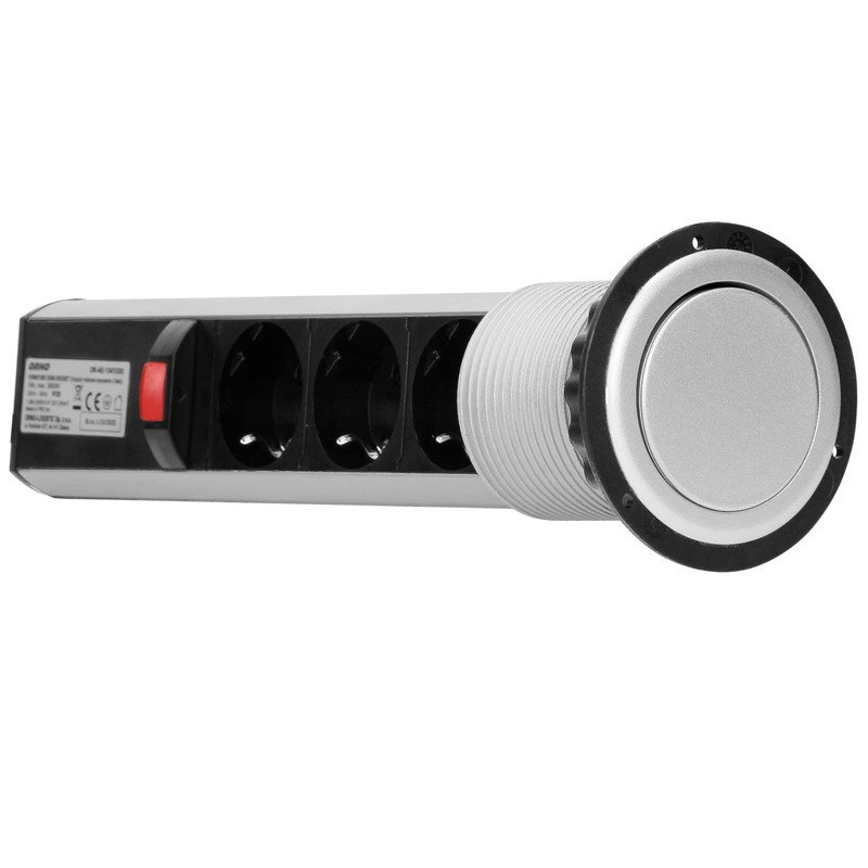 ORNO Retractable 3-Way Power Strip with Cable 1.8 m 3680