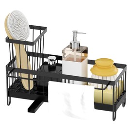 Woobroo Caddy Kitchen Organiser Sink Tidy with Detachable Drainage, carbon steel