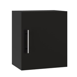JPND Small Wall Cabinet, 18" W x 12" D x 20" H Wooden Wall Mounted Storage Cabinet, 1 Door Cabinet with Soft Close and Metal Handle and Adjustable Shelf, for Kitchen, Garage, Laundry, Bathroom, Black