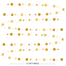 PinkBlume White Gold Size Circle Dot Garland, Approximately 39.8 ft (14 m) Long, White Gold, Round Paper, Hanging Decoration, Baby 100th Celebration, Birthday, Decoration, Girls, Boys, Garland, Round Garland, Graduation, Glitter Circle, Garland, Streamer