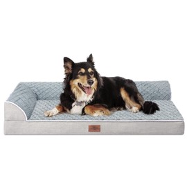 Comfort Expression Orthopedic Dog Bed for Large Dogs, Waterproof Dog Bed with Bolsters, Large Dog Bed with Removable Washable Cover & Non-Skid Bottom(Large,Grey)