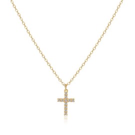 Lexody cross necklace for women CZ Cross Pendant Dainty SimpleTrendy Cute Figaro Chain Delicate EmbossedRhinestone Cross Choker Faith Religious Minimalist Gift for Girls - Style: Cross style 2